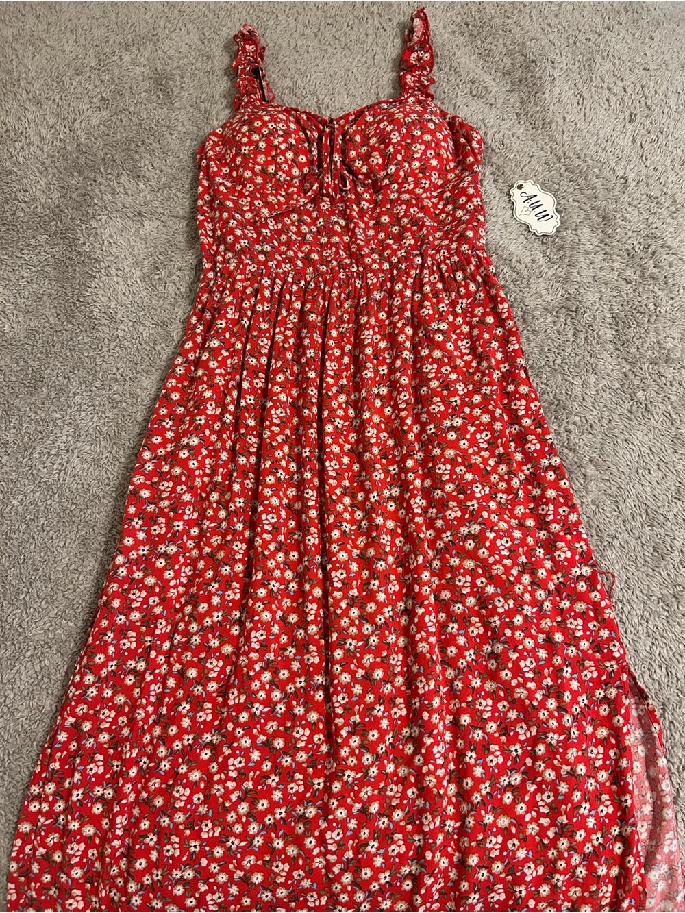 Red Floral Sundress for Girls - Sleeveless Casual Dress